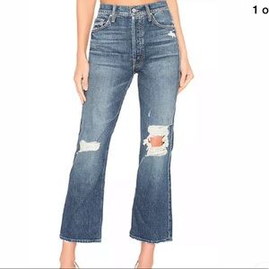MOTHER high-waisted destroyed crop flare jeans